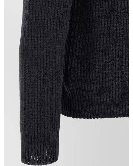 Zanone Blue Crew Neck Ribbed Knit Long Sleeve Sweater for men