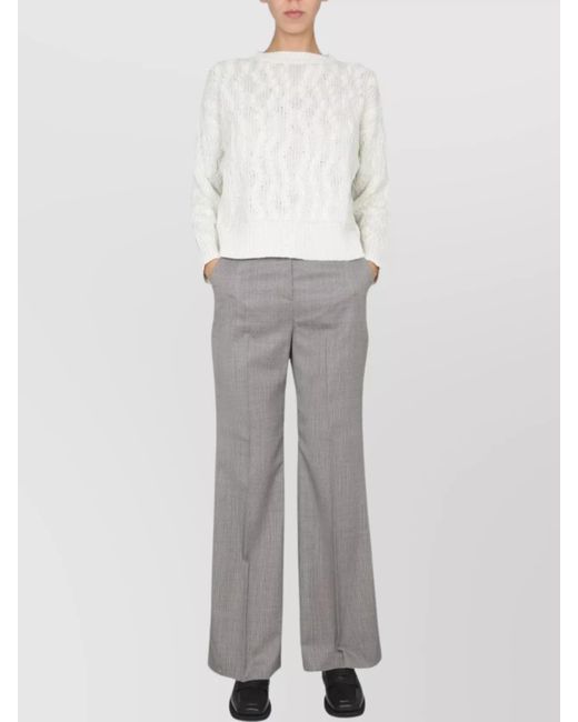 Fabiana Filippi White Virgin Wool Wide-Leg Trousers