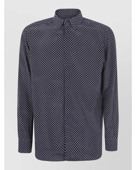 Tom Ford Blue Silk Polka Dot Shirt for men