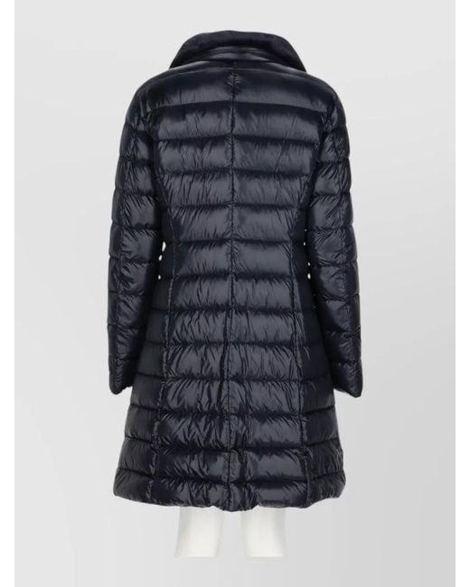 Herno Blue Water Resistant Padded Jacket Faux Fur Collar