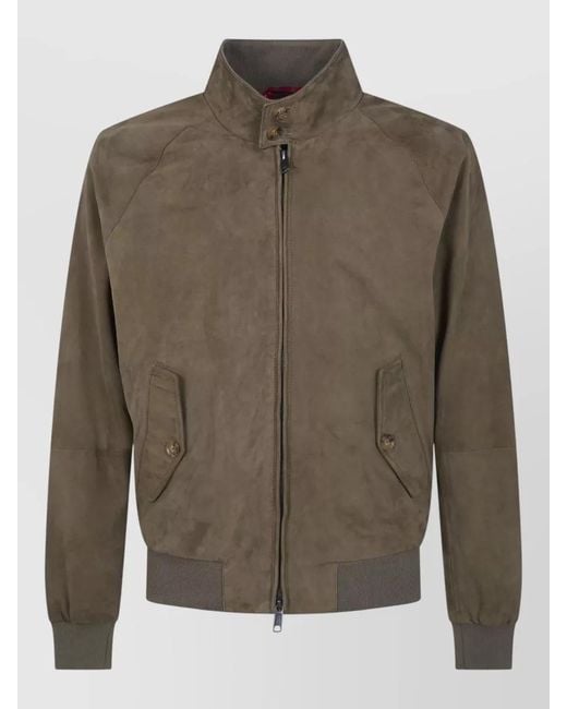 Baracuta Green G9 Suede High Collar Bomber Jacket for men