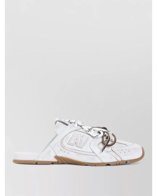 Miu Miu White New Balance Open Heel Leather Slides