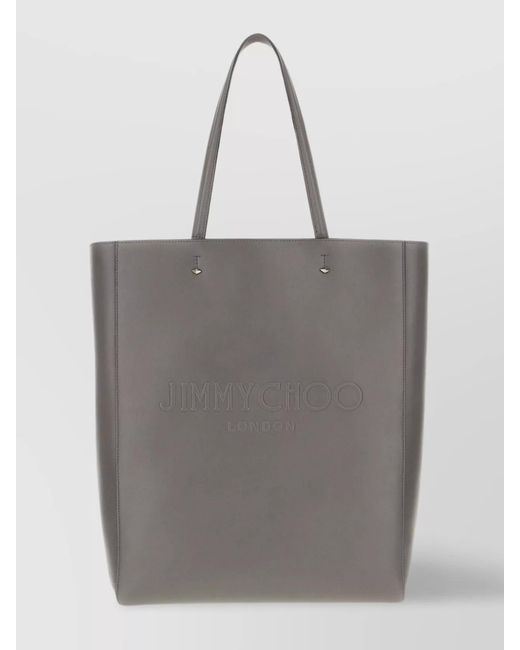 Jimmy Choo Gray Large Leather Studded Tote Bag