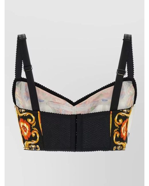 Dolce & Gabbana Multicolor Carretto Lace Crop Top Adjustable Straps