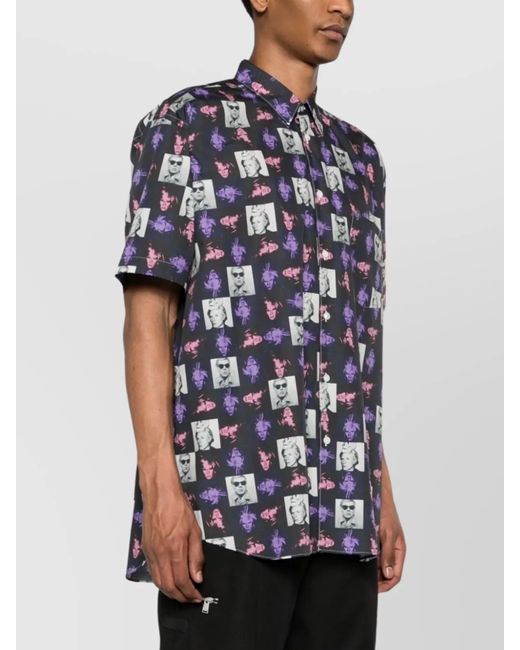 Comme des Garçons Blue Cotton Printed Short-Sleeve Shirt for men