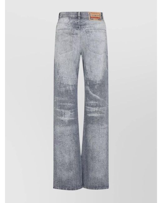 DIESEL Gray Denim High-Rise Straight-Leg Jeans