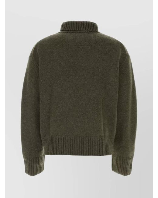 Givenchy Green Ribbed Turtleneck Oversized Cashmere Sweater for men