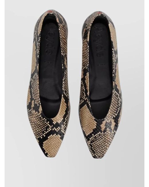 Aeyde Black Ballerina Flats Betty Snake Print Pointed Toe