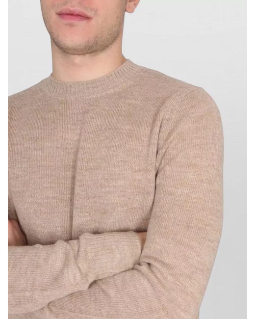 Ballantyne Natural Crew Cross Neckline Ribbed Knit Sweater for men
