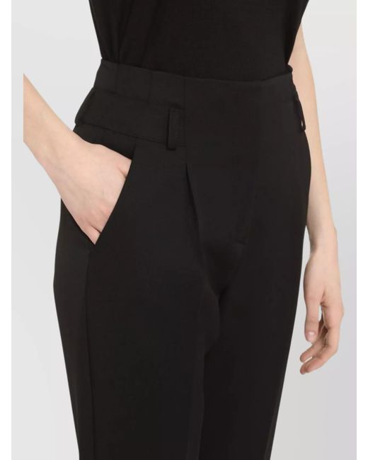 Max Mara Blue Wool Pleated Tapered-Leg Tailored Trousers