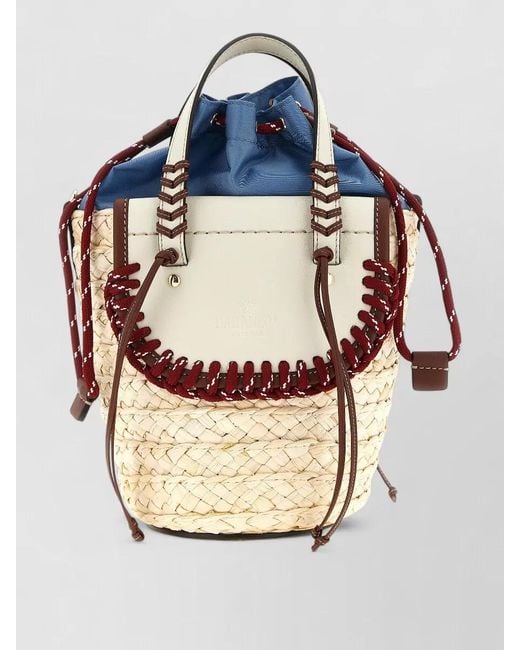 CUBA LAB Blue Habanera Trek Straw Bucket Bag Shoulder