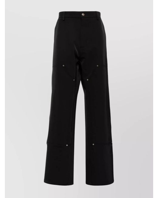 424 Black Panelled Straight Trousers With Wide Fit for men