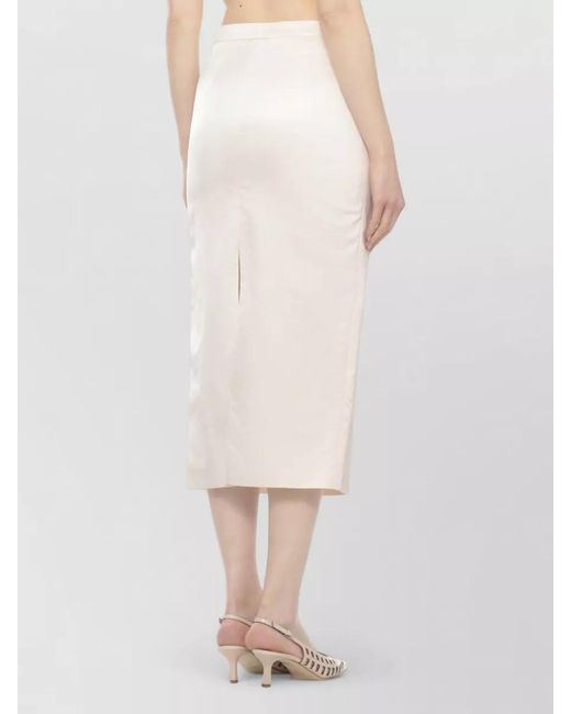 PT Torino White High Waisted Midi Skirt Cotton Blend