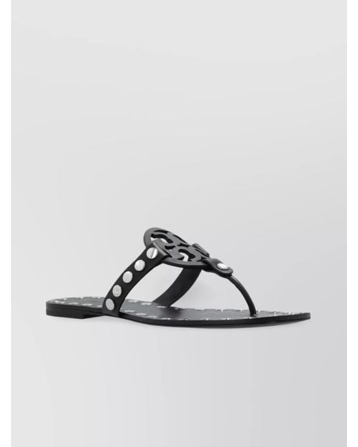 Tory Burch Metallic Studded Leather Flat Sandals