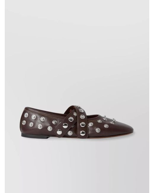 Stella McCartney Brown Leather Studded Ballerina Shoes