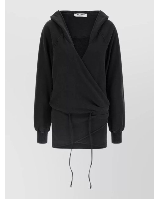 The Attico Black Cotton Hooded Mini Dress