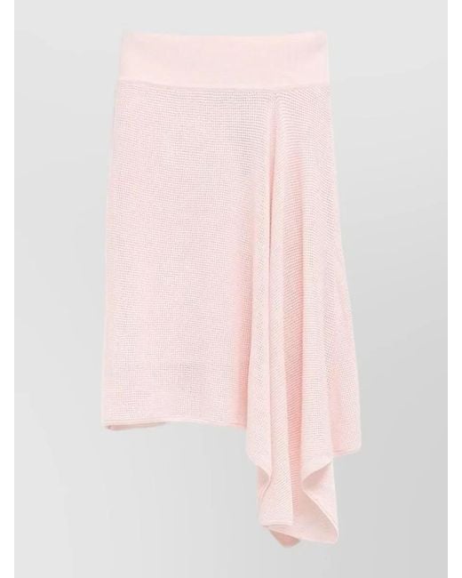 Jacquemus Pink Midi Skirt Elastic Waist Asymmetric Hem