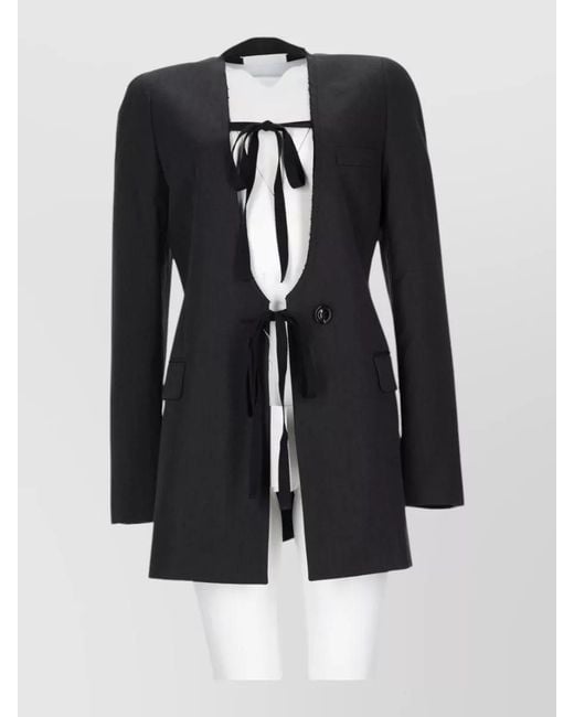 Maison Margiela Black Tailored Jacket Structured Shoulders Open Front