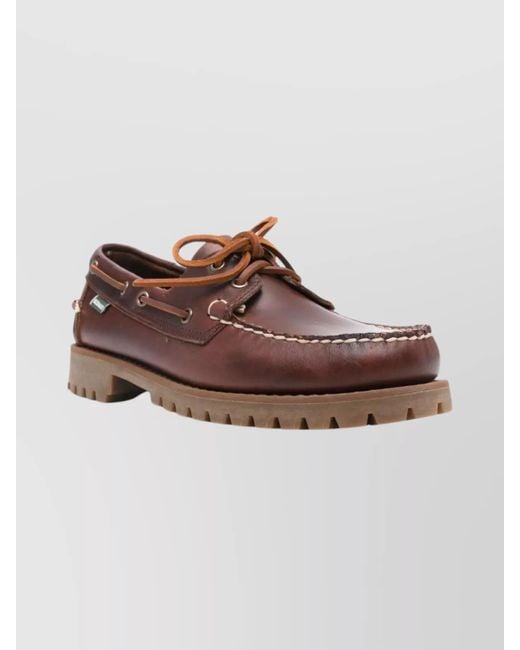 Sebago Brown Round Toe Brogues With Eyelet And Stitching for men