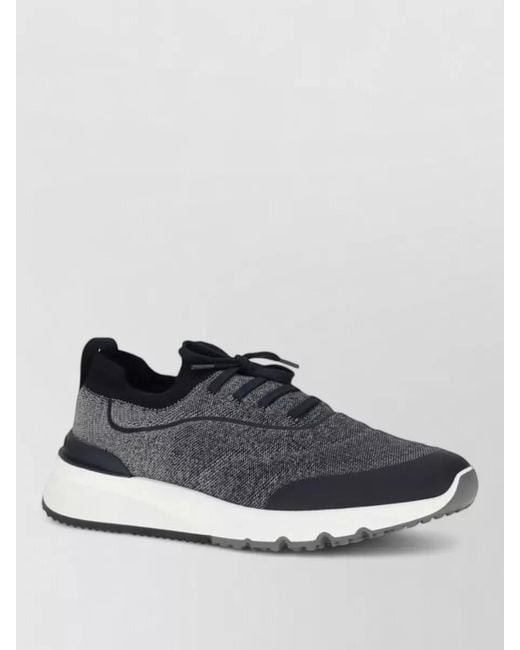 Brunello Cucinelli Black Knit Low-Top Sneakers for men