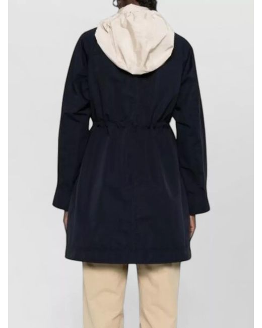 Moncler Blue Begonia Hooded Jacket Drawstring Waist Pockets