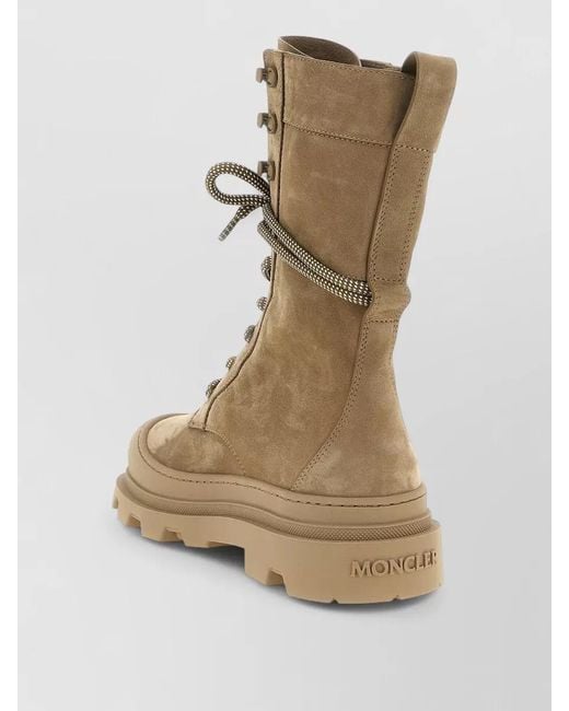 Moncler Natural Vera High Lace Up Suede Boots