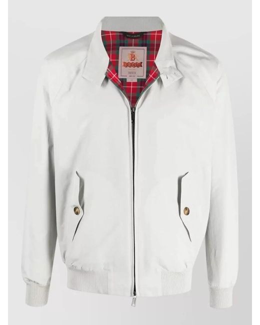Baracuta White G9 Bomber Jacket Raglan Sleeves Pockets for men