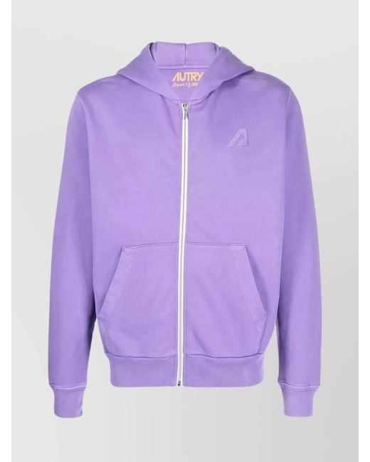 Autry Purple Cotton Logo Hoodie for men
