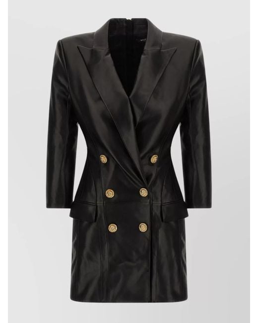 Balmain Black Tailored Double-Breasted Blazer Style Dress