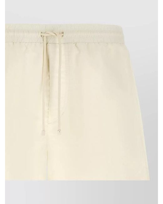 Brunello Cucinelli Natural Solomeo Logo Swim Shorts Light Fabric for men