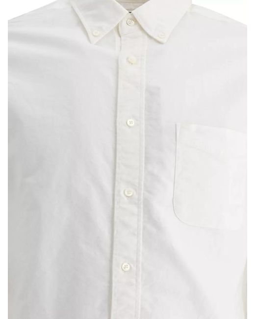Beams Plus White Oxford Shirt Button Down Collar Pocket for men