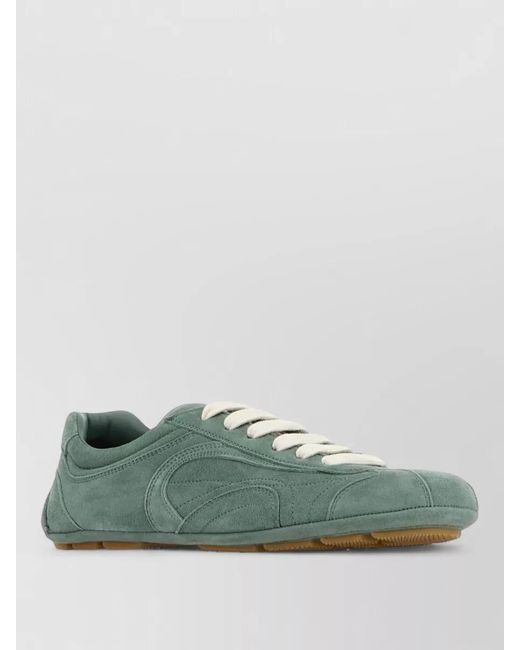 Prada Green Suede Montecarlo Low-Top Sneakers