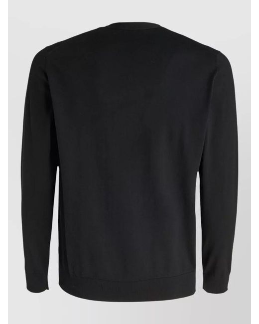 Paolo Pecora Black Crew Neck Knitwear Long Sleeves Ribbed Trim for men