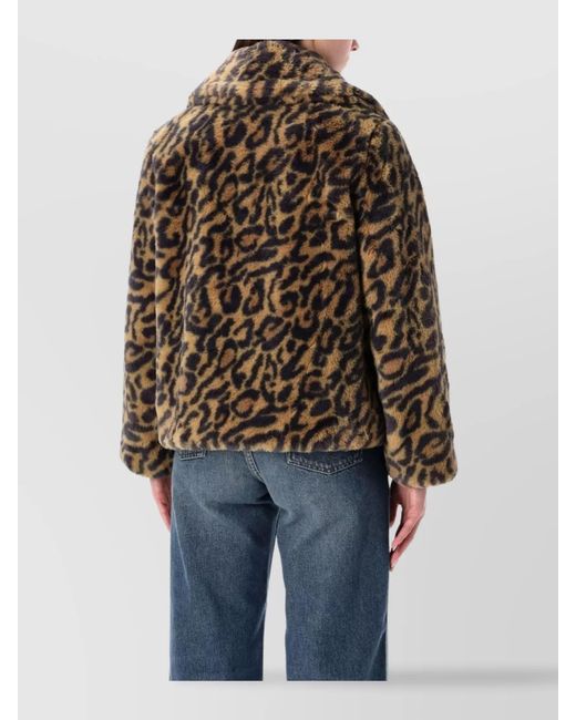 A.P.C. Black Leopard Print Faux Fur Boxy Coat