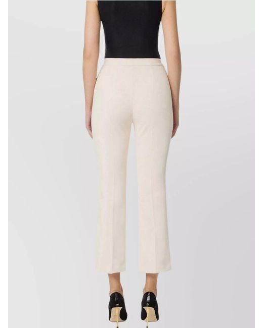 Elisabetta Franchi White Cropped Crepe Tailored Trousers