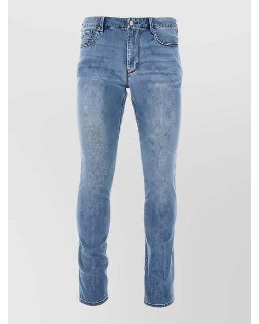 Emporio Armani Blue Denim Cotton Jeans Slim Fit Mid Rise for men