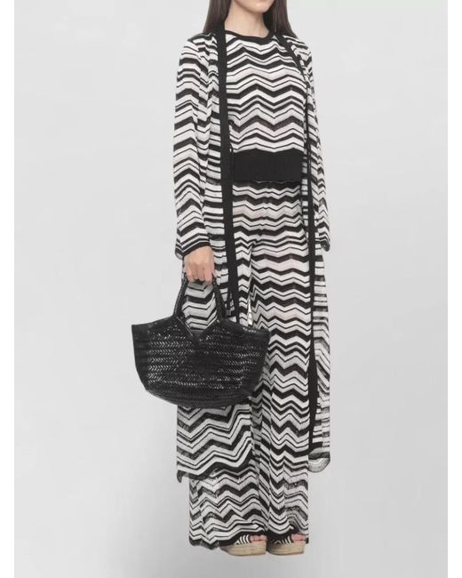 D.exterior White Long Cardigan Beachwear Lurex Pattern Tie