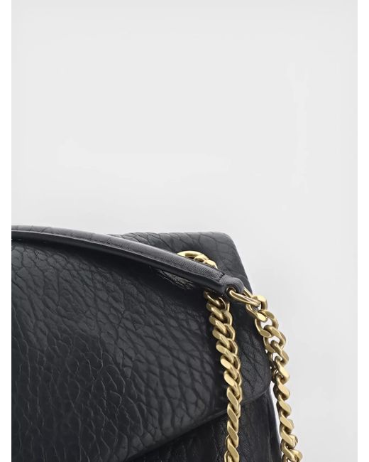 Saint Laurent Black Calypso Medium Leather Shoulder Bag