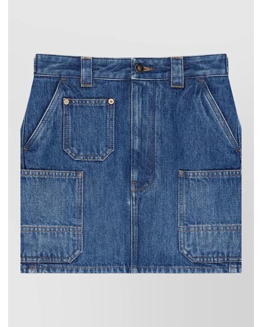 Givenchy Blue Denim Cargo Mini Skirt