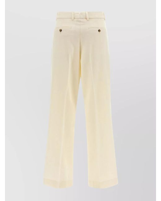 AMI Natural Virgin Wool Wide-Leg Tailored Trousers