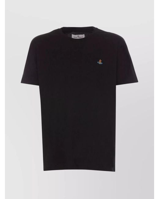 Vivienne Westwood Black Cotton Logo-Embroidered T-Shirt for men