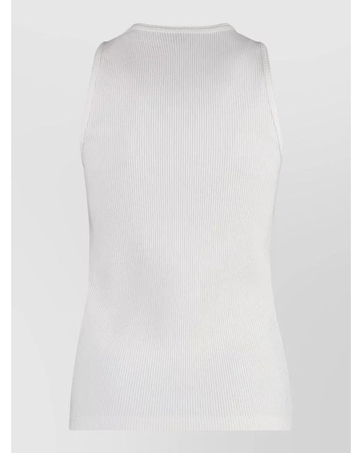 Bottega Veneta White Stretch Cotton Rib Crew Neck Tank