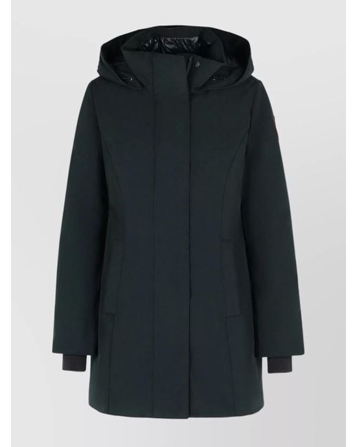Canada Goose Blue Hooded Long Sleeve Polyester Cotton Coat