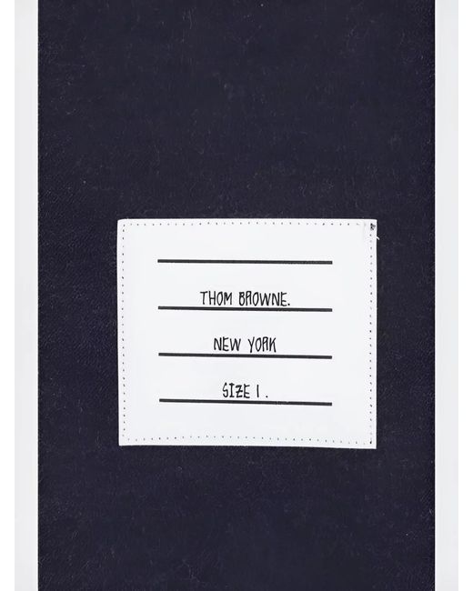 Thom Browne Blue Cotton Flannel Long-Sleeve Shirt for men
