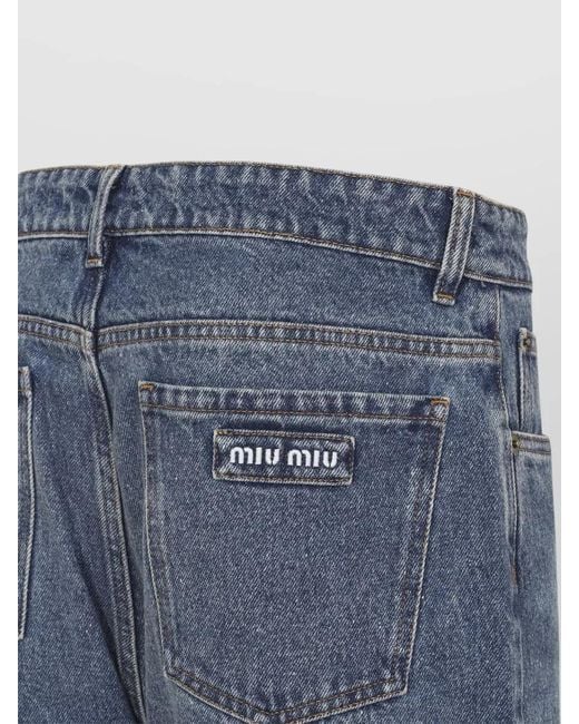 Miu Miu Blue High Waist Wide Leg Denim Trousers