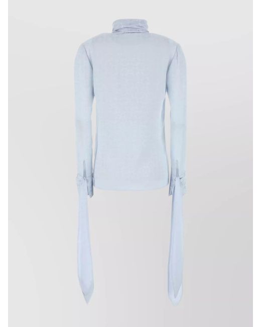 Givenchy Blue Silk Pussy-Bow Long-Sleeve Blouse