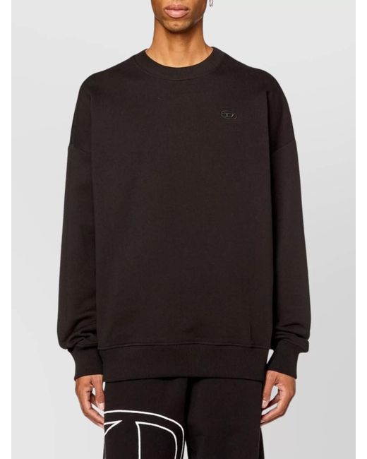 DIESEL Black Cotton Regular-Fit Logo-Embroidered Sweatshirt for men