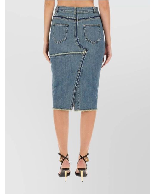 Tom Ford Blue Slim-Fit Midi Skirt