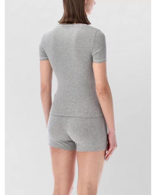 MARINE SERRE Gray Seventies Ribbed Square Neck T-Shirt