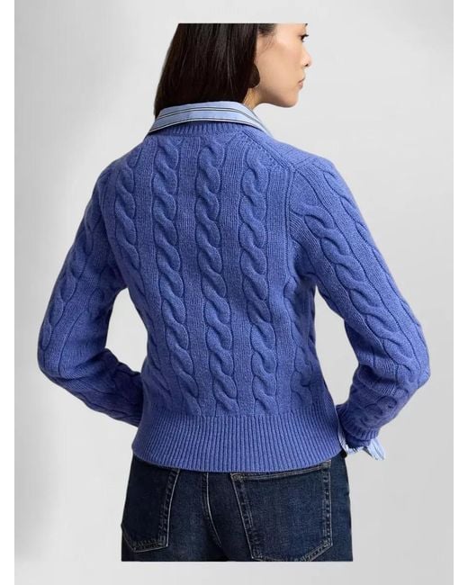 Polo Ralph Lauren Blue Cable Knit Long Sleeve Lightweight Cardigan